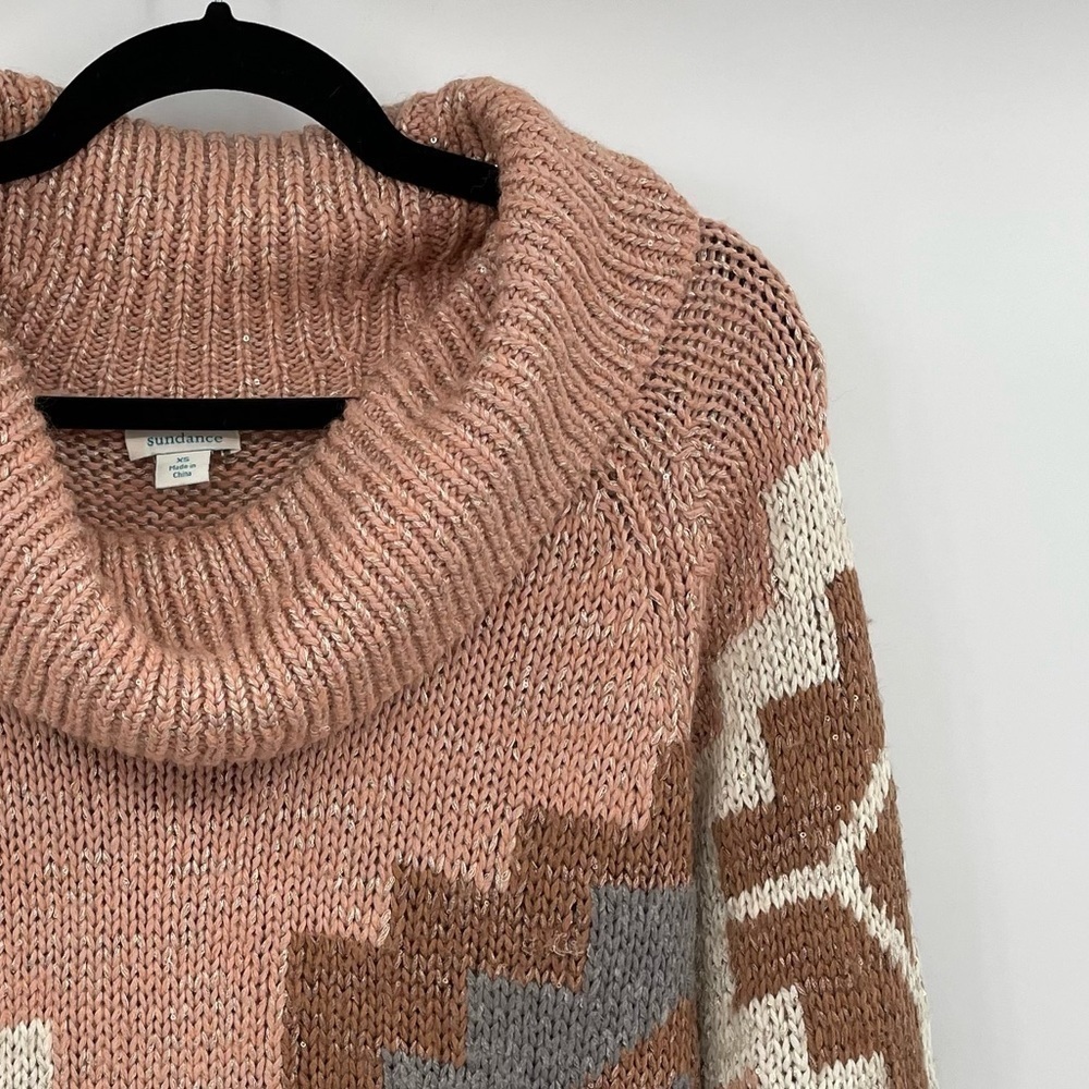 Sundance Pink Tribal Sweater with Sequin Sequin Detail - Picture 9 of 14